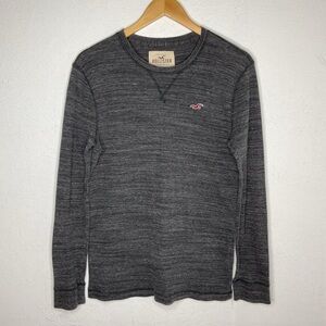 Hollister Men’s Charcoal Gray Thermal Waffle Knit Long Sleeve Tee Size Small